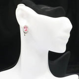 Pink Tourmaline Sapphire CZ Silver Stud Earrings