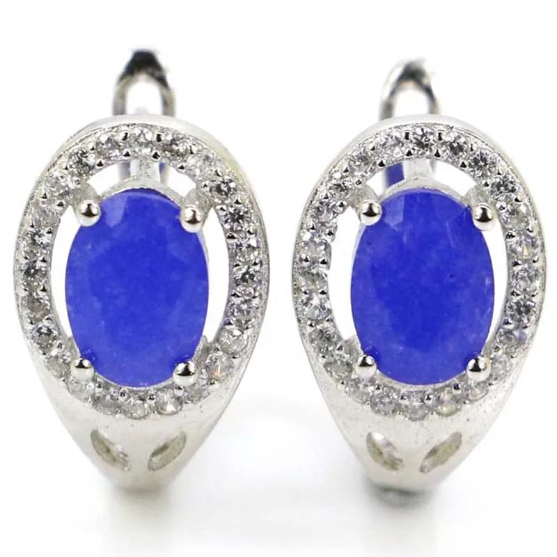 Pink Tourmaline Sapphire CZ Silver Stud Earrings
