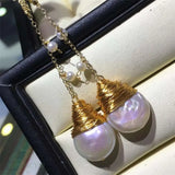 Baroque Pearl Earring Hook Hoop Classic Gift Flawless Dangle Cultured Accessory