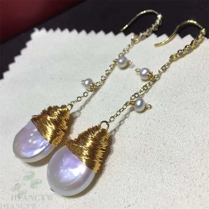Baroque Pearl Earring Hook Hoop Classic Gift Flawless Dangle Cultured Accessory