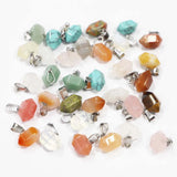 16*10MM Natural Stone Hexagonal Pillar Necklace Pendant 30Pcs