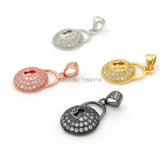 Micro Pave Clear CZ Lock Charm for DIY Necklaces