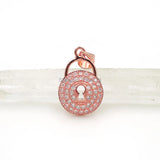 Micro Pave Clear CZ Lock Charm for DIY Necklaces