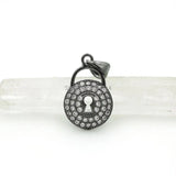 Micro Pave Clear CZ Lock Charm for DIY Necklaces