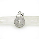 Micro Pave Clear CZ Lock Charm for DIY Necklaces