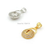 Micro Pave Clear CZ Lock Charm for DIY Necklaces
