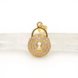Micro Pave Clear CZ Lock Charm for DIY Necklaces