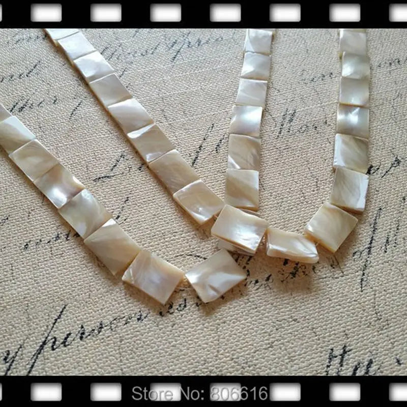 Rectangle Sea Shell Bead Strand Natural 48Pcs