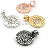 Micro Pave Clear CZ Round Charm For Necklaces