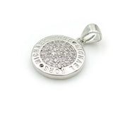 Micro Pave Clear CZ Round Charm For Necklaces