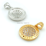 Micro Pave Clear CZ Round Charm For Necklaces