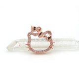 Micro Pave Clear CZ Hollow Cats Fans Head Charm for Necklaces