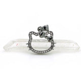 Micro Pave Clear CZ Hollow Cats Fans Head Charm for Necklaces