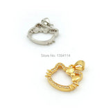 Micro Pave Clear CZ Hollow Cats Fans Head Charm for Necklaces