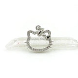 Micro Pave Clear CZ Hollow Cats Fans Head Charm for Necklaces