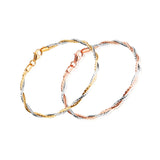 925 Sterling Silver 2-Strand Braided Bracelet Italian Chain Women Rose Platinum