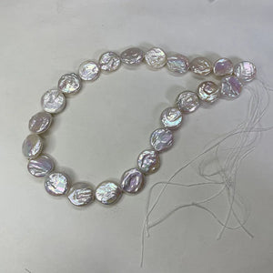 16-17MM Flat Round Baroque Pearl Earring Charms Loose Beads