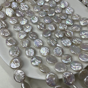 16-17MM Flat Round Baroque Pearl Earring Charms Loose Beads