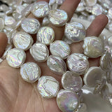 16-17MM Flat Round Baroque Pearl Earring Charms Loose Beads