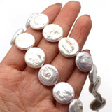 16-17mm Freshwater Pearl Loose Beads Button Shape Jewelry Pendant DIY Making
