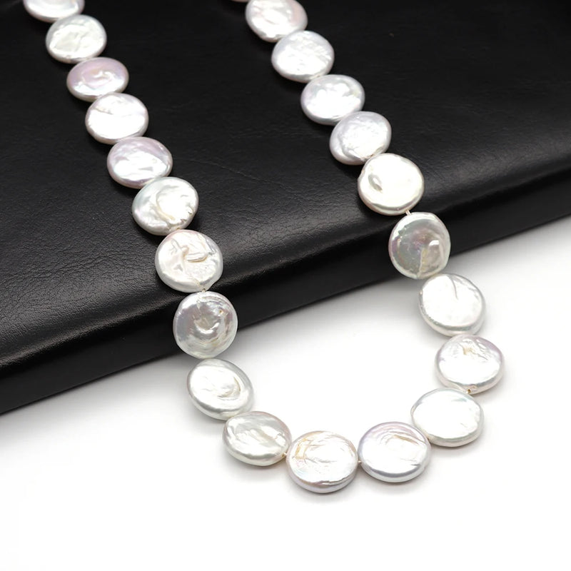 16-17mm Freshwater Pearl Loose Beads Button Shape Jewelry Pendant DIY Making