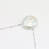 Large Keshi Pearl Necklace 18in Choker Coin Freshwater 925 Sterling Silver