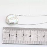 Large Keshi Pearl Necklace 18in Choker Coin Freshwater 925 Sterling Silver