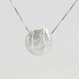 Large Keshi Pearl Necklace 18in Choker Coin Freshwater 925 Sterling Silver