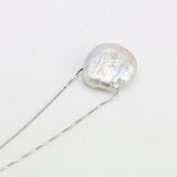 Large Keshi Pearl Necklace 18in Choker Coin Freshwater 925 Sterling Silver