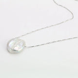 Large Keshi Pearl Necklace 18in Choker Coin Freshwater 925 Sterling Silver