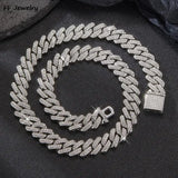 Hip Hop 2 Row Rhinestone Paved Miami Rhombus Cuban Necklace