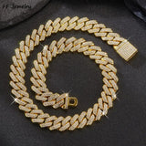 Hip Hop 2 Row Rhinestone Paved Miami Rhombus Cuban Necklace