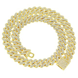 Hip Hop 2 Row Rhinestone Paved Miami Rhombus Cuban Necklace