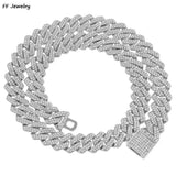 Hip Hop 2 Row Rhinestone Paved Miami Rhombus Cuban Necklace