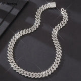 Hip Hop 2 Row Rhinestone Paved Miami Rhombus Cuban Necklace