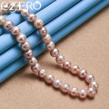 White/Pink/Purple 8mm Pearl Necklace 925 Sterling Silver Jewelry Wedding Party