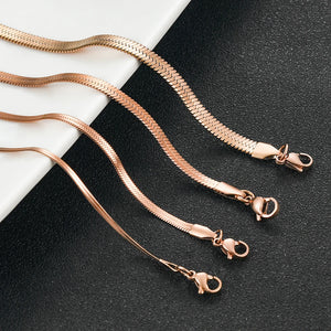 Stainless Steel Rose Snake Chain Necklace 2-5mm Men Gift Jewelry