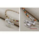 925 Silver Colorful Rope Bracelet Women Lock Horse Bell
