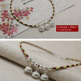 925 Silver Colorful Rope Bracelet Women Lock Horse Bell