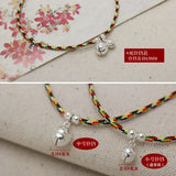 925 Silver Colorful Rope Bracelet Women Lock Horse Bell