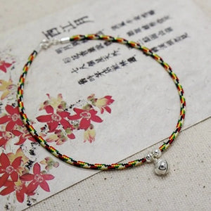 925 Silver Colorful Rope Bracelet Women Lock Horse Bell