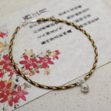 925 Silver Colorful Rope Bracelet Women Lock Horse Bell