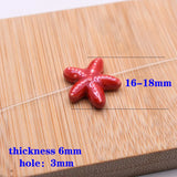 20pcs Red Yellow Ceramics Starfish Shell Beads for Jewelry Making