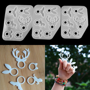 Animal Ring Crystal Resin Mold For Rabbit Deer Unicorn Rings DIY Jewelry