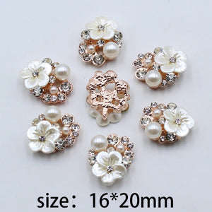 Alloy Rhinestone Pearl Resin Rose Flower Box DIY Jewelry Accessory