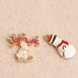 Christmas Deer Style KC Alloy Pendants Charms Jewelry Making Findings