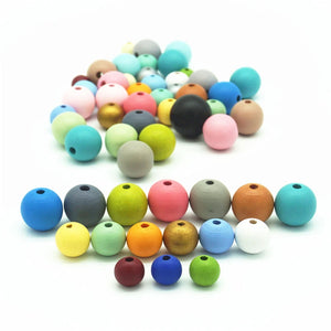 Maple Wooden Beads Round Balls Wood Charms Pink Grey
