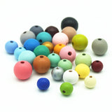 Maple Wooden Beads Round Balls Wood Charms Pink Grey