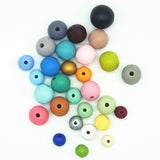Maple Wooden Beads Round Balls Wood Charms Pink Grey