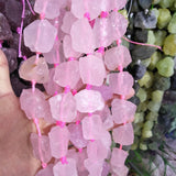 Natural Pink Crystal Nugget Stone Beads Loose Rough Drilled